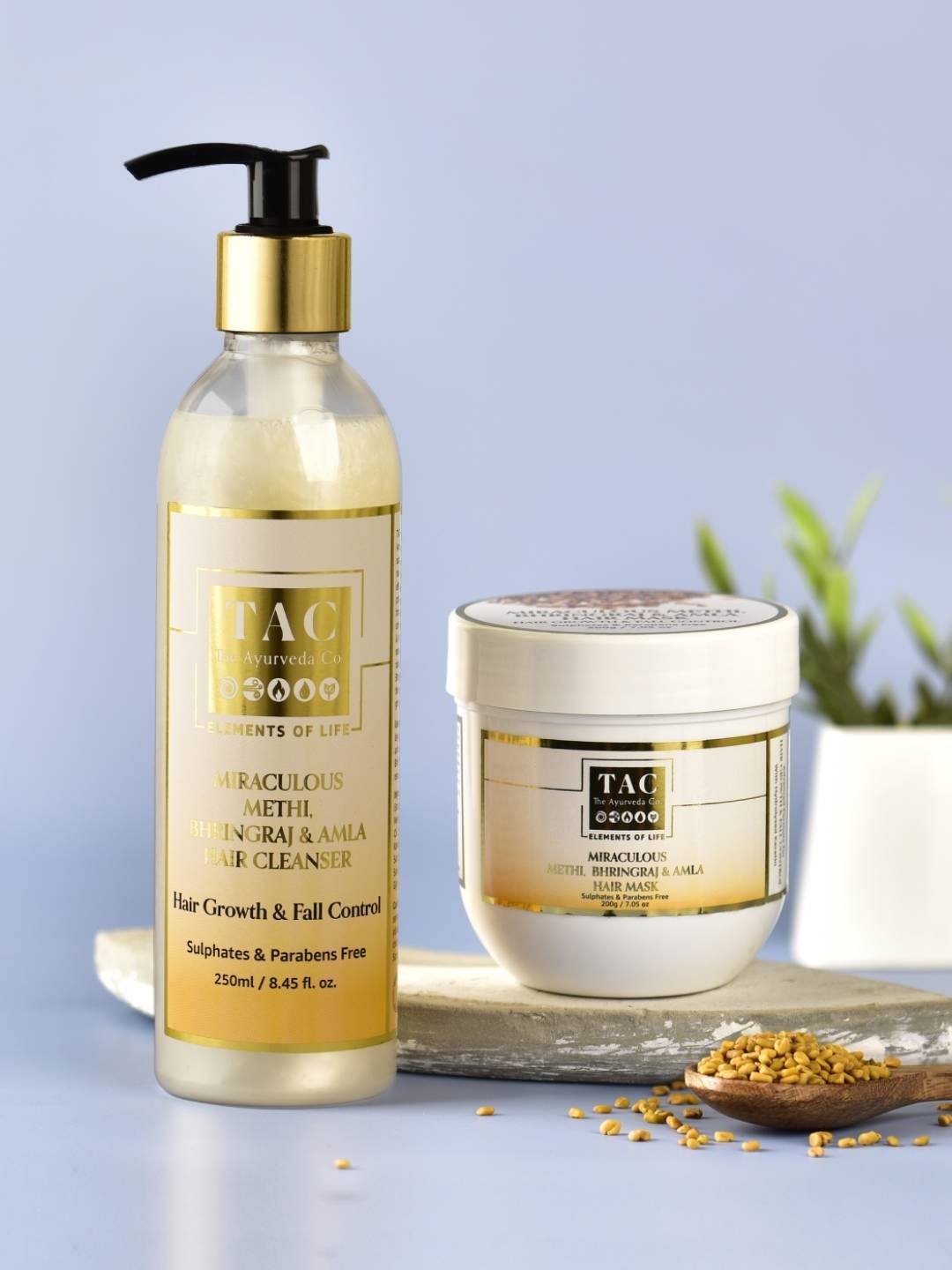 

TAC - The Ayurveda Co. Bhringraj Amla Hair Mask & Shampoo for Hair Fall Control & Regrowth, White
