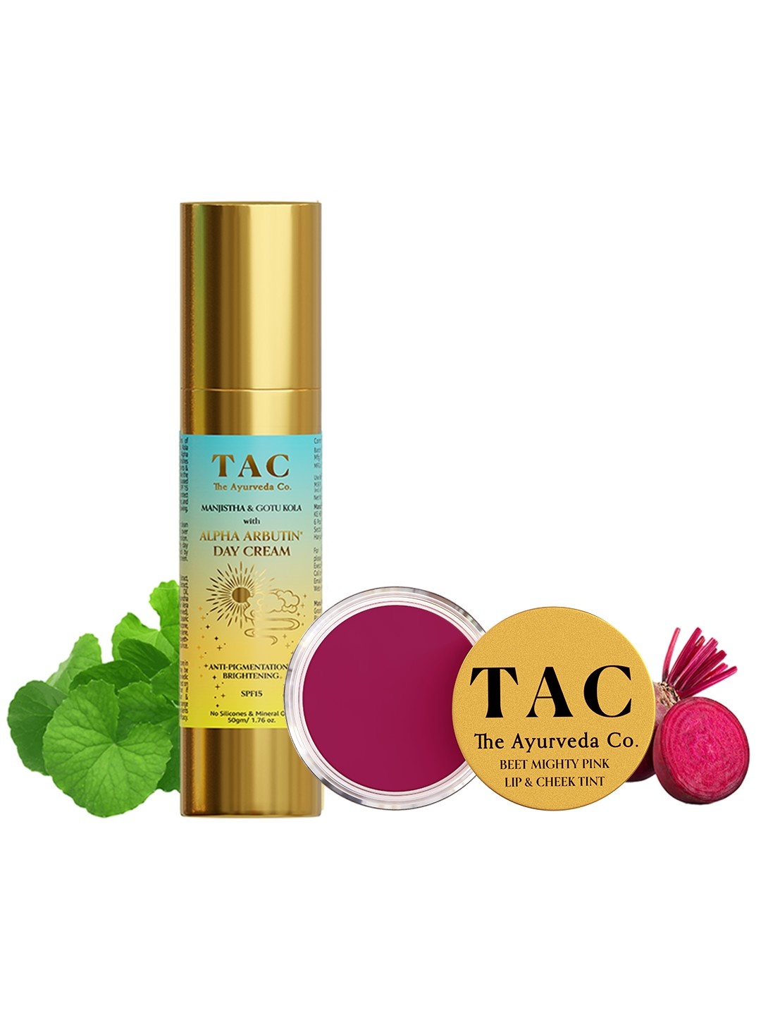 

TAC - The Ayurveda Co. Day Cream with SPF 15 & Beet Mighty Pink Tinted Lip Balm, Maroon