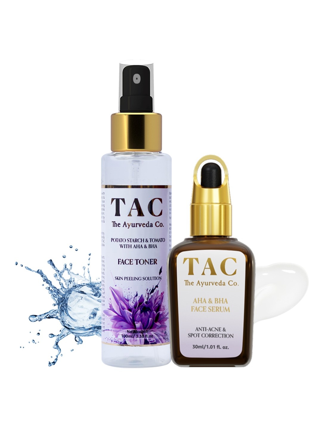 

TAC - The Ayurveda Co. AHA & BHA Face Serum & Toner for Glowing Skin with Potato Starch, White