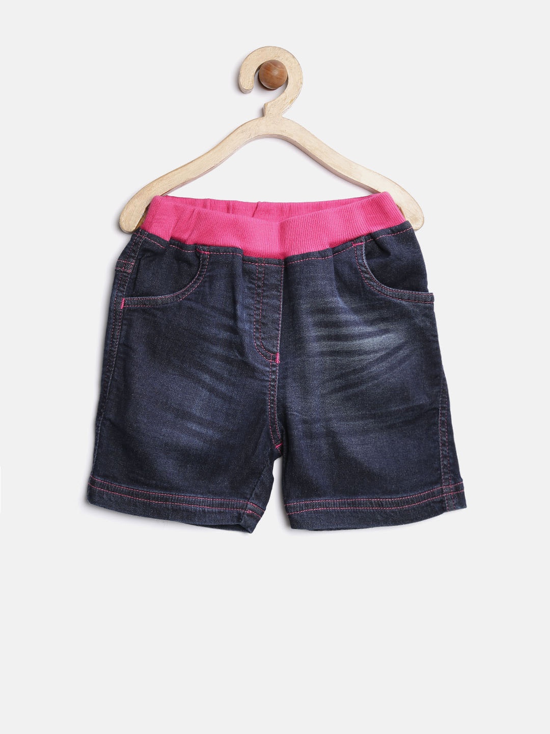 

StyleStone Girls Navy Washed Denim Shorts, Navy blue