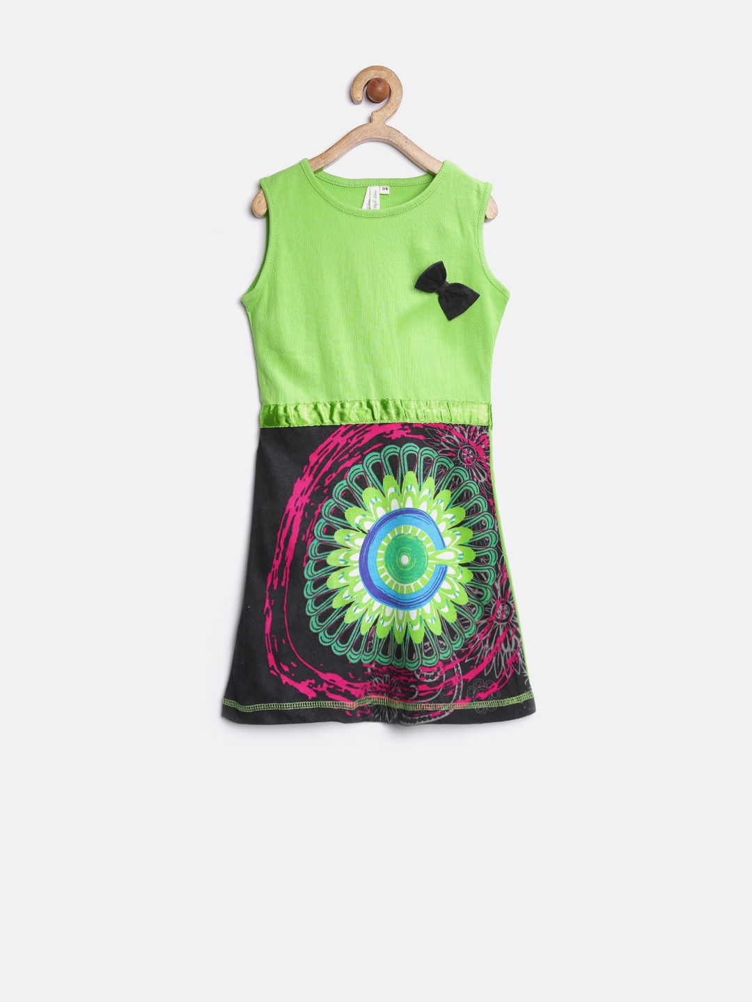 

StyleStone Girls Green Printed A-Line Dress