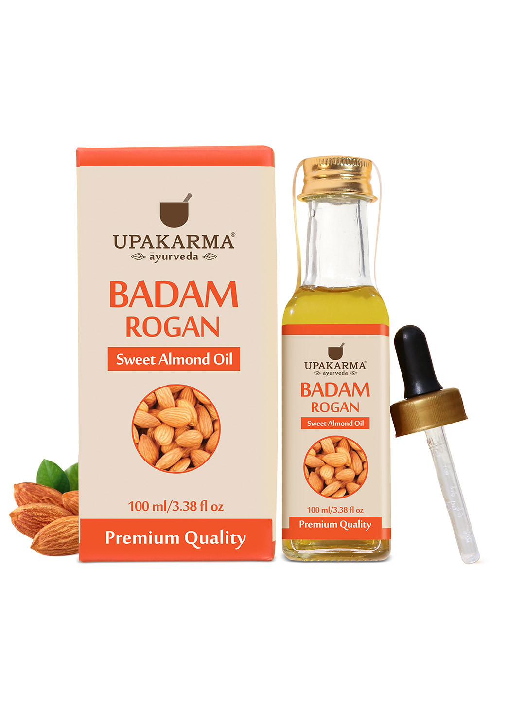 UPAKARMA Pure & Natural Cold Pressed Sweet Almond Oil Badam Rogan Oil 100ml