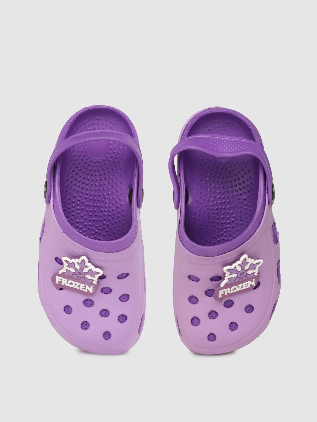 

toothless Girls Purple Solid Clogs with Frozen Shoe Charm