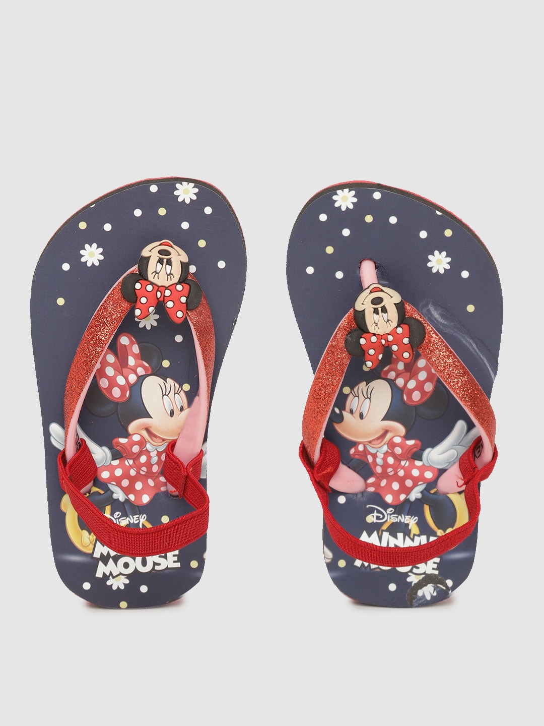 

toothless Girls Red & Navy Blue Minnie Mouse Print Thong Flip-Flops