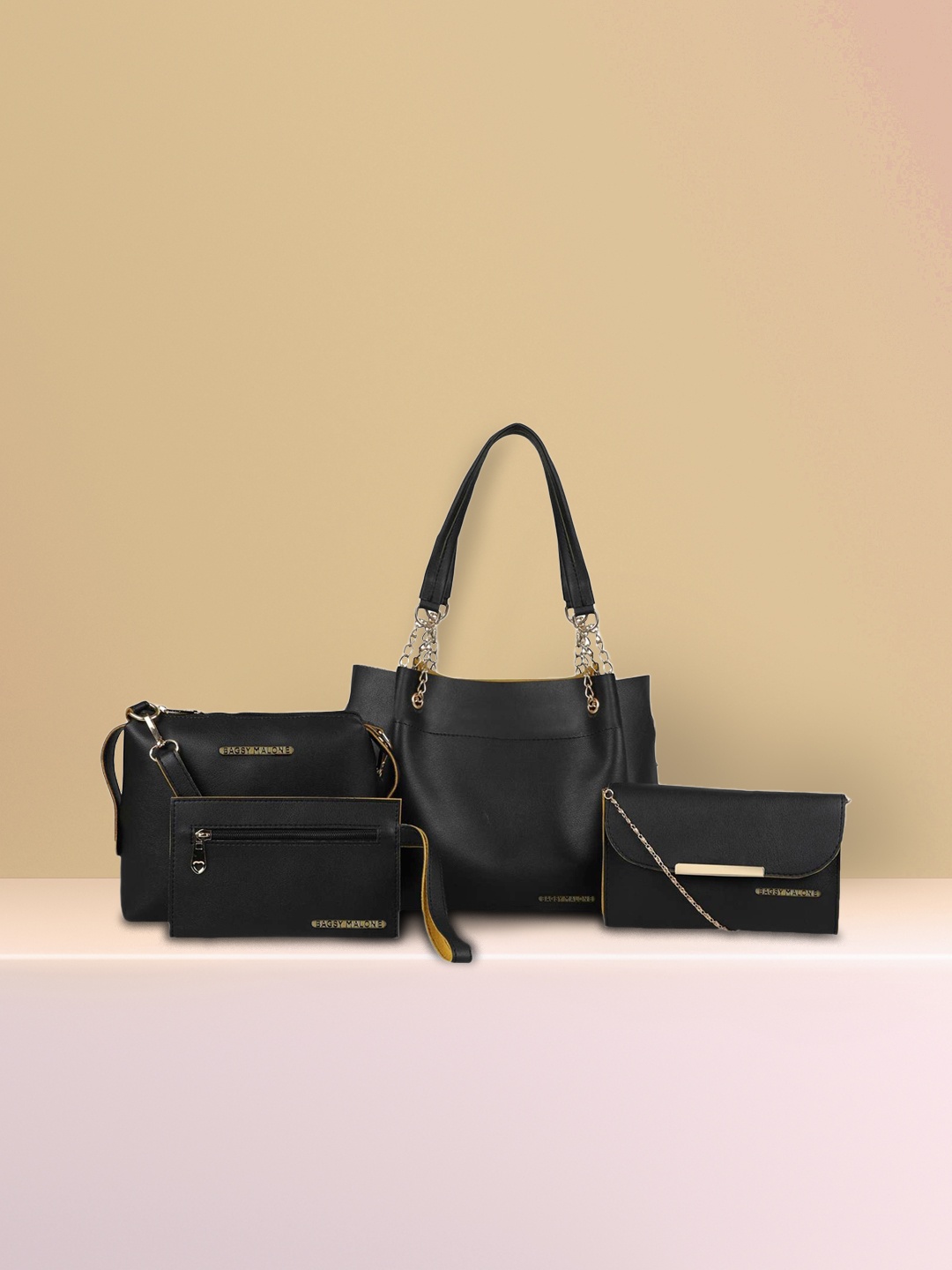 

Bagsy Malone Black Set of 4 PU Structured Shoulder Bag