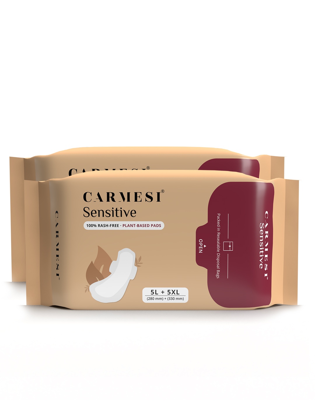 

CARMESI White Sensitive Sanitary Pads - 10 Medium Flow (L) + 10 Heavy Flow (XL)