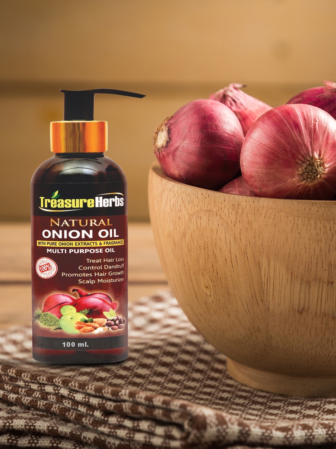 

TreasureHerbs Onion Hair Oil For Hair Regrowth - 200 ml, Red