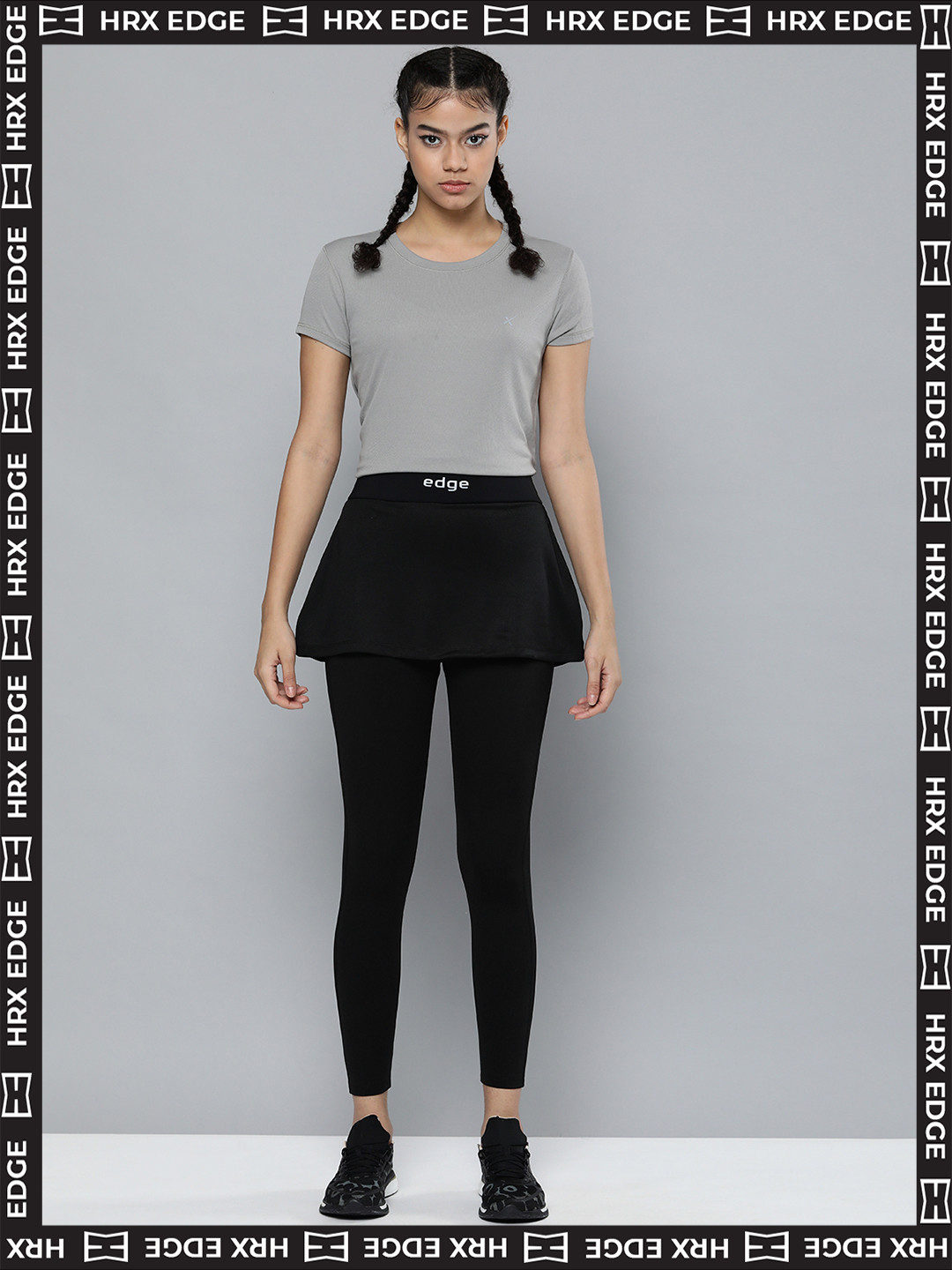 

HRX By Hrithik Roshan EDGE Lifestyle Women Jet Black Rapid-Dry Solid Tights