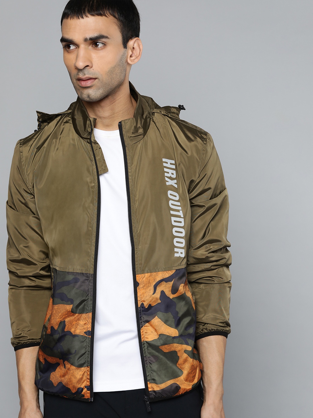 

HRX By Hrithik Roshan Outdoor Men uniform green Rapid-Dry Camouflage Jacket, Olive