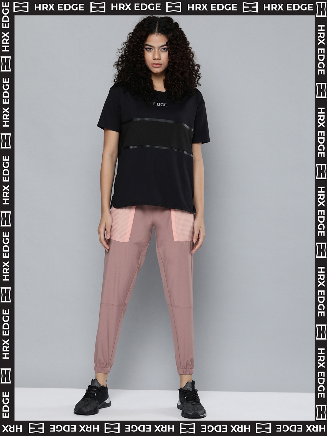 

HRX By Hrithik Roshan EDGE Lifestyle Women Morikau Rapid-Dry colourblock Track Pants, Pink