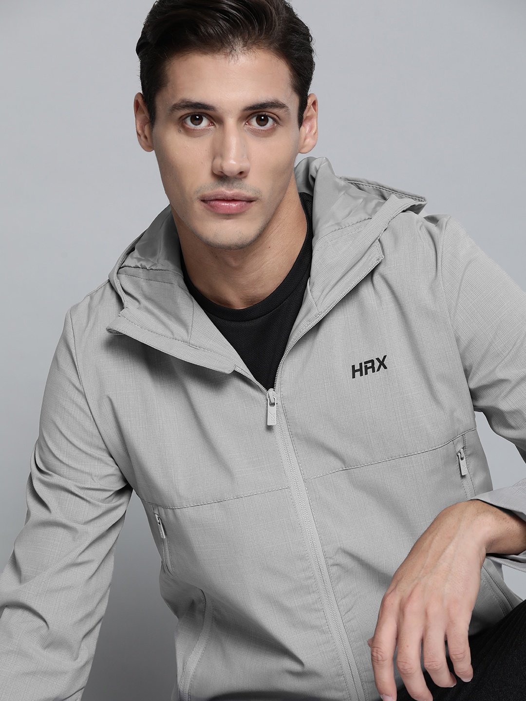 

HRX By Hrithik Roshan Grey Training Men Jet Black Rapid-Dry Solid Jackets