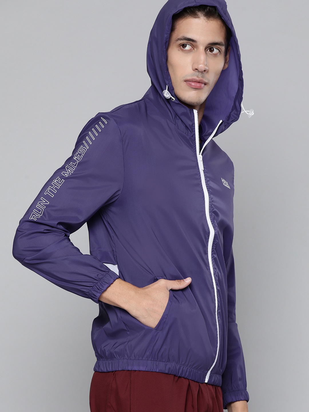 

HRX By Hrithik Roshan Running Men Purple Packable Solid Jacket