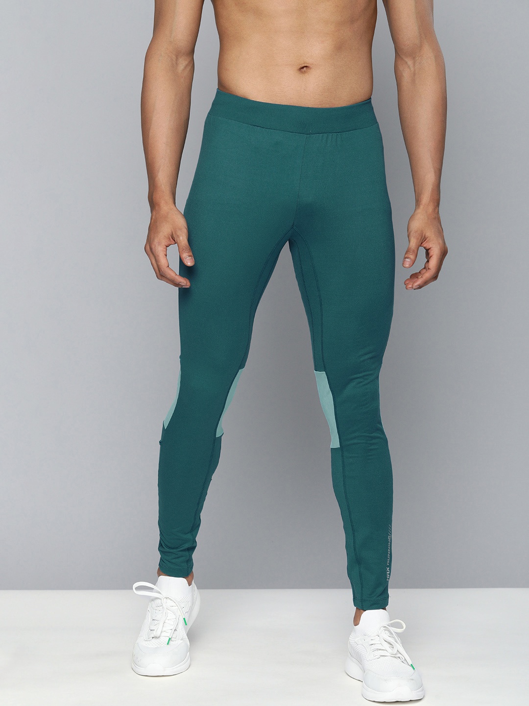 

HRX By Hrithik Roshan Running Men Teal Blue Rapid-Dry Solid Tights