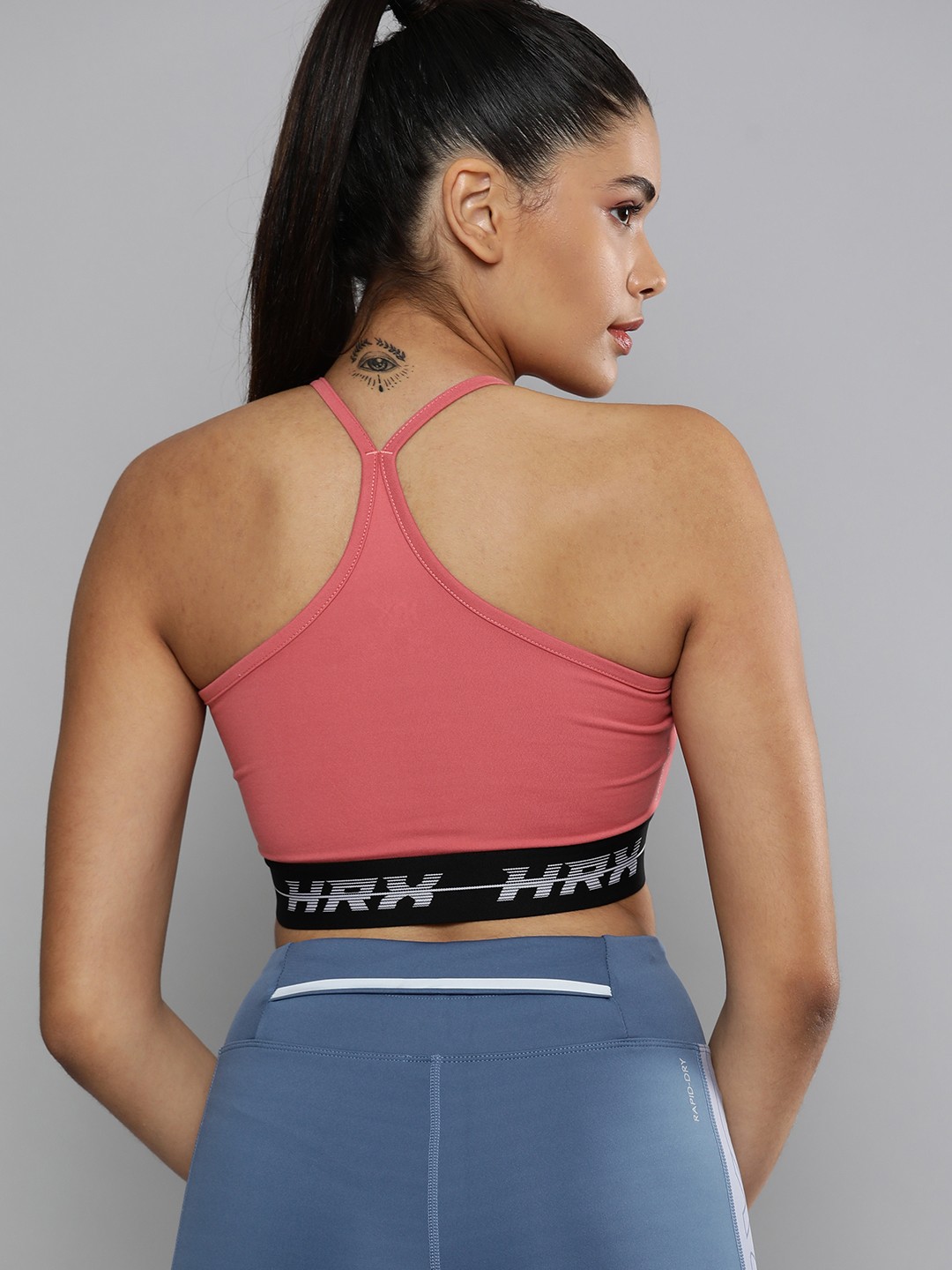 

HRX By Hrithik Roshan Desert Rose Training Rapid-Dry Brand Carrier Women Sports Bra, Pink