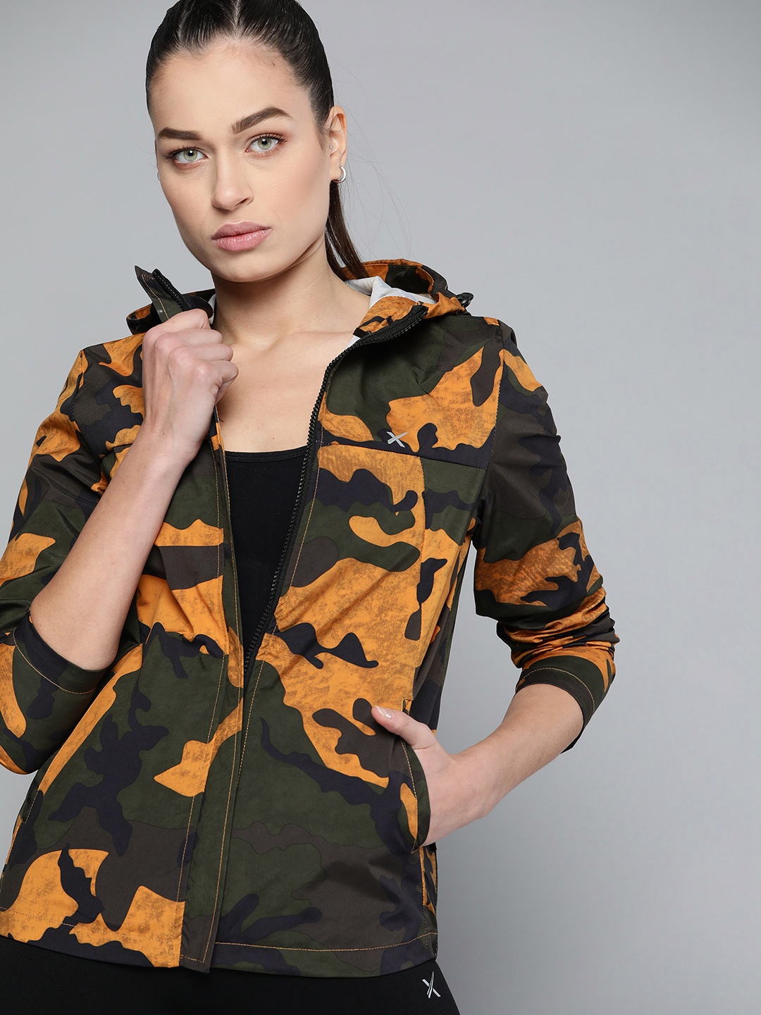 

HRX By Hrithik Roshan Outdoor Women Rapid-Dry Camouflage Jacket, Olive