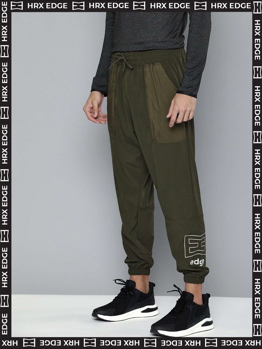 

HRX By Hrithik Roshan EDGE Lifestyle Men Courtyard Bio-Wash Solid Track Pants, Olive