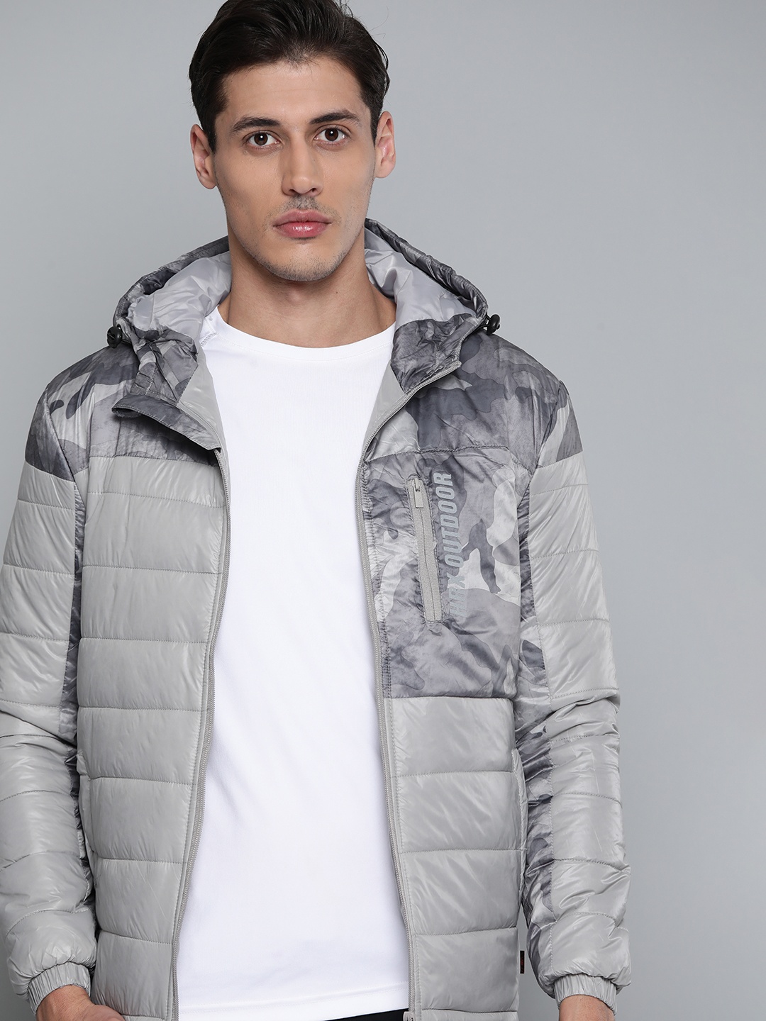 

HRX By Hrithik Roshan Outdoor Men Wet Weather Rapid-Dry Camouflage Jackets, Grey