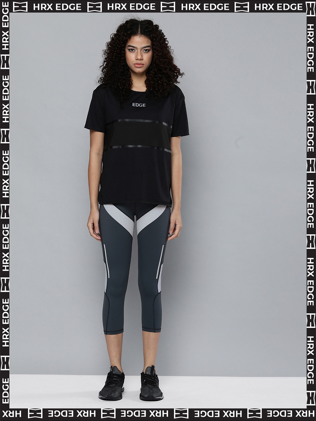 

HRX By Hrithik Roshan EDGE Lifestyle Women Moonlit Ocean Rapid-Dry colourblock Tights, Blue