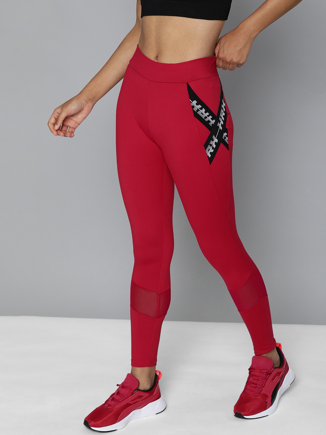 

HRX By Hrithik Roshan Training Women Magenta Rapid-Dry Brand Carrier Tights
