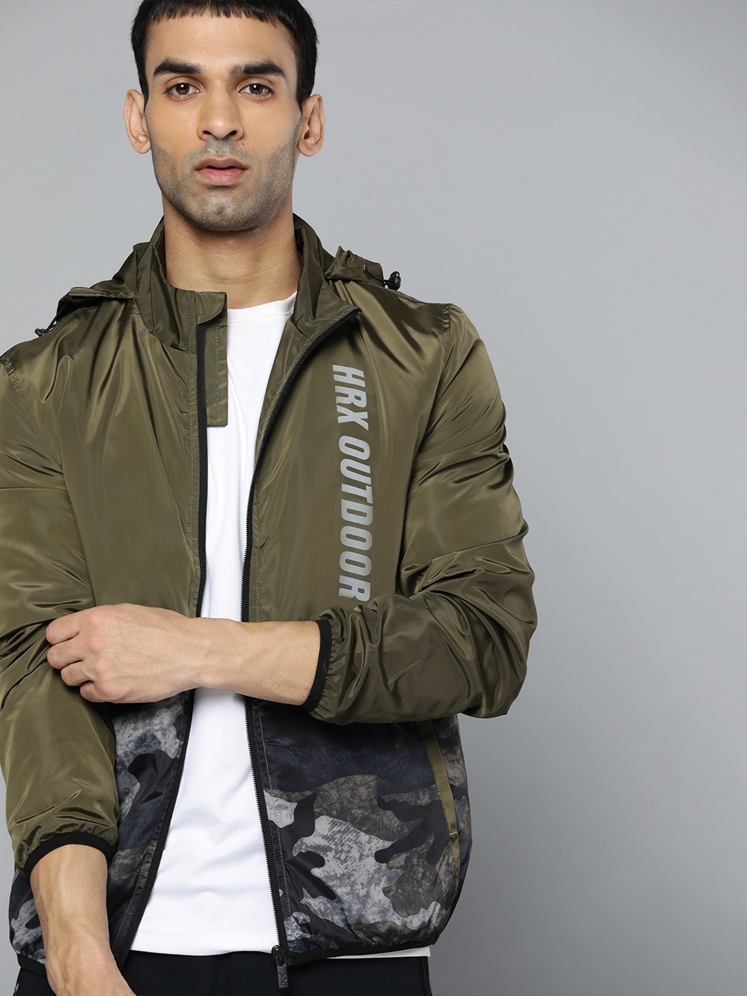 

HRX By Hrithik Roshan Outdoor Men winter moss Rapid-Dry Camouflage Jackets, Olive