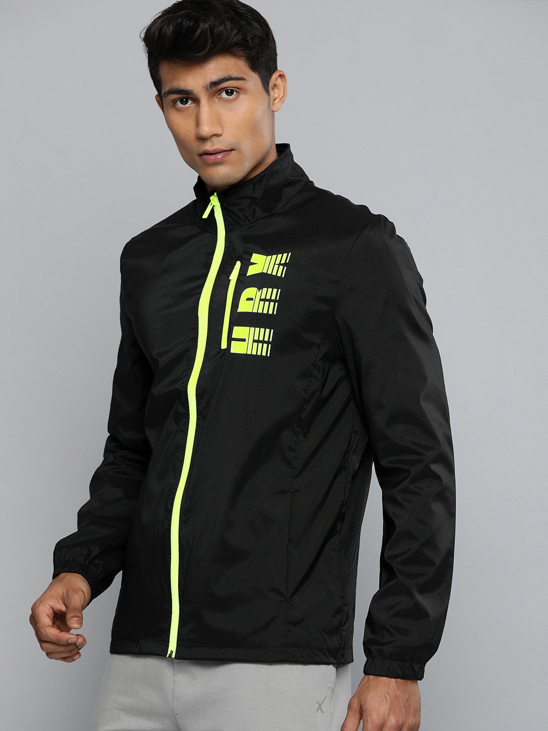 

HRX by Hrithik Roshan Running Men Black Light Weight Brand Logo Sporty Jacket