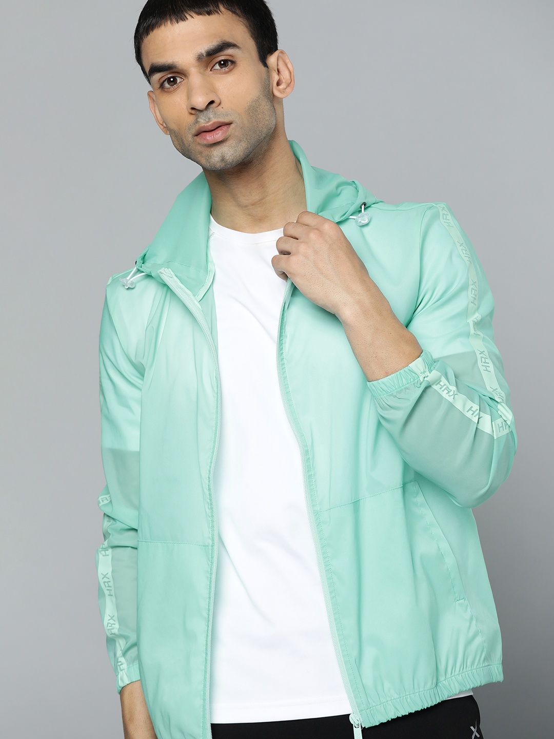 

HRX By Hrithik Roshan Running Men Designer to Comment Rapid-Dry Solid Jacket, Green