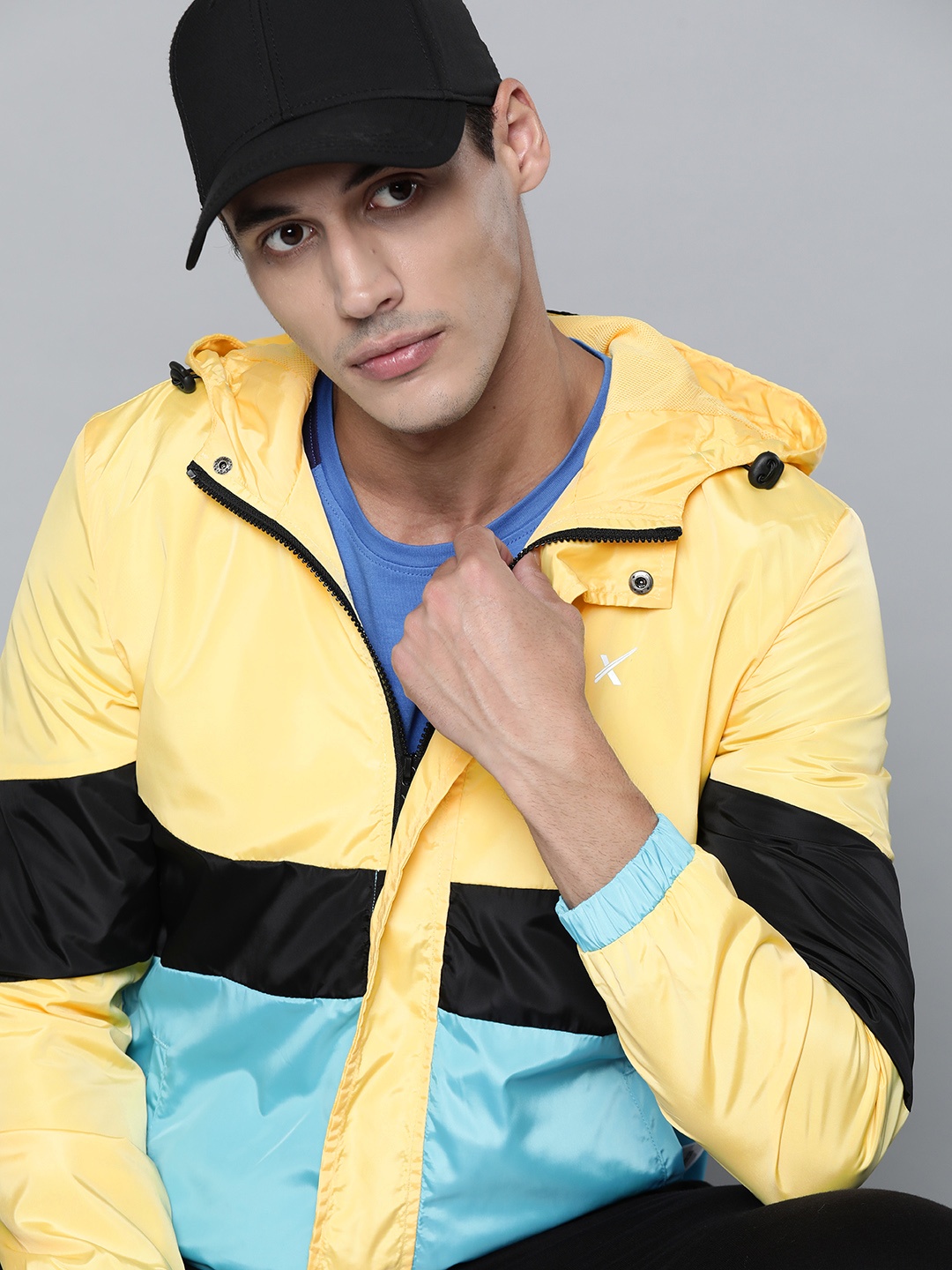 

HRX By Hrithik Roshan Lifestyle Men lemon drop Rapid-Dry Colourblock Jackets, Yellow