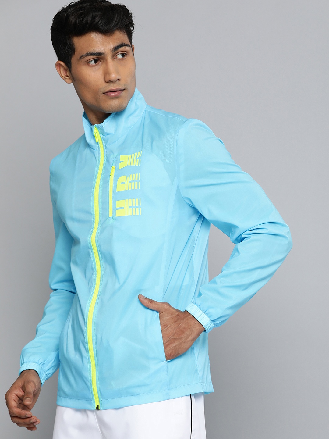 

HRX by Hrithik Roshan Running Men Blue Brand Logo Light Weight Sporty Jacket