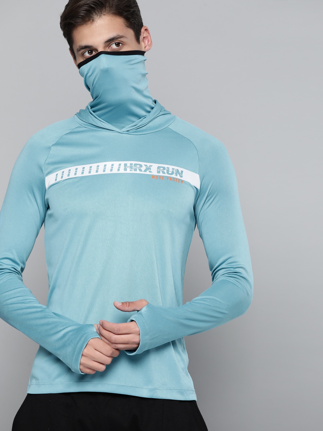 

HRX By Hrithik Roshan Running Men Dolphinium Blue Rapid-Dry Typography Tshirts