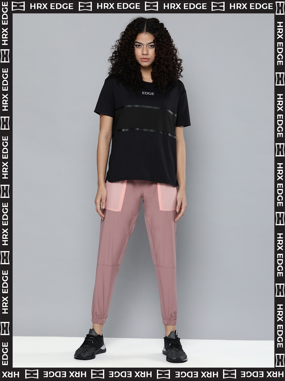

HRX By Hrithik Roshan EDGE Lifestyle Women Jet Black Rapid-Dry Solid T-shirts