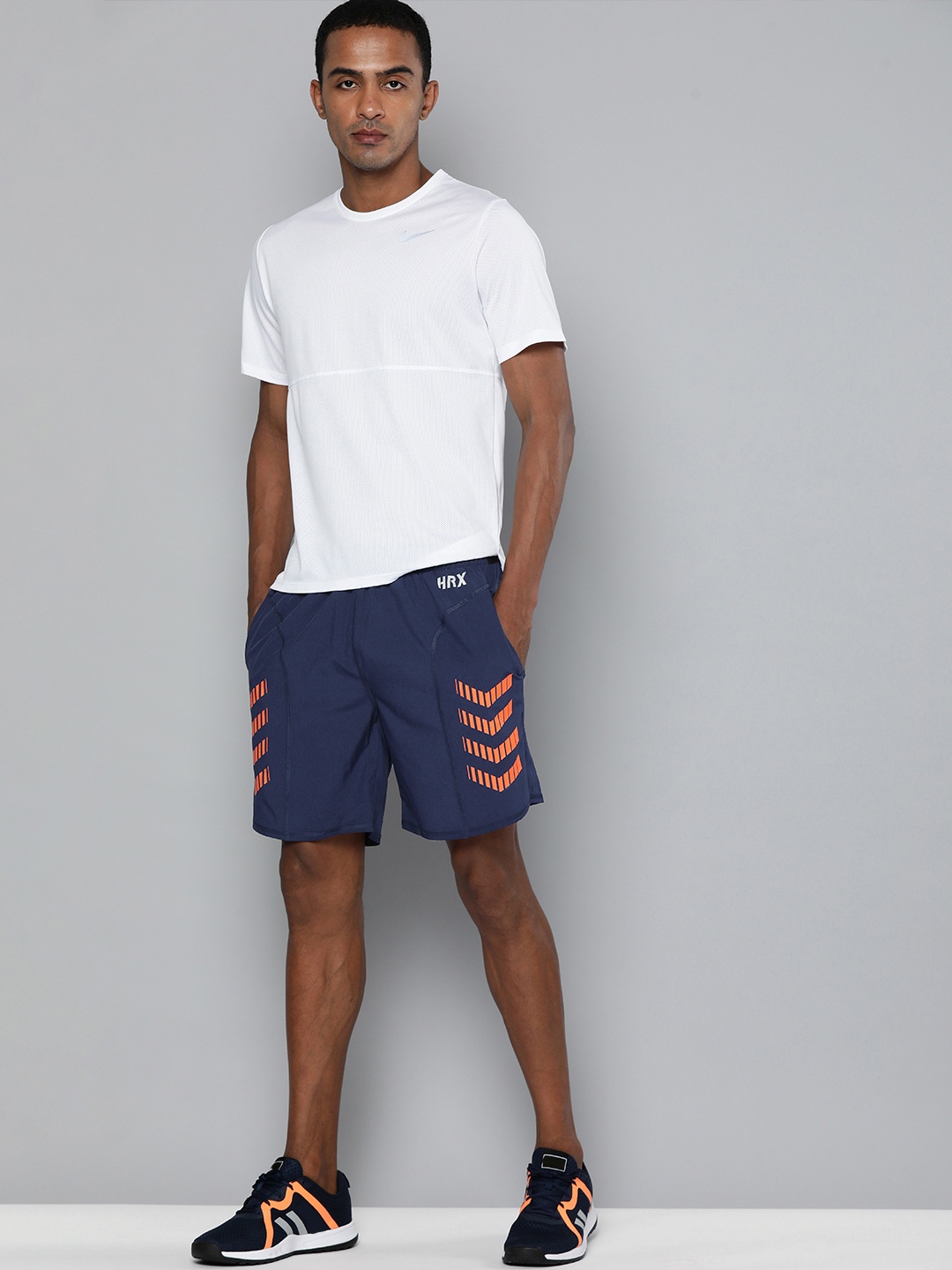 

HRX By Hrithik Roshan Training Men Estate Blue Rapid-Dry Solid Shorts