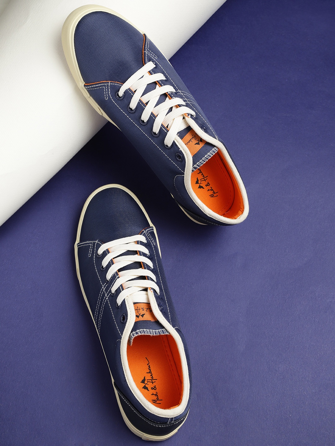 

Mast & Harbour Men Navy Solid Regular Sneakers, Navy blue