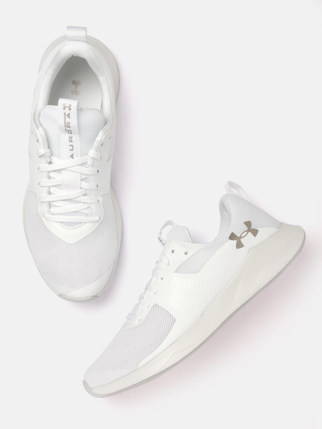 

UNDER ARMOUR Women White Woven Design Charged Aurora Training Shoes