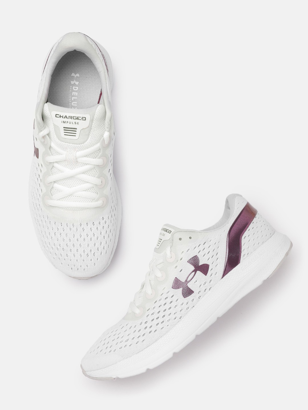 

UNDER ARMOUR Women White Charged Impulse Shft Woven Design Running Shoes