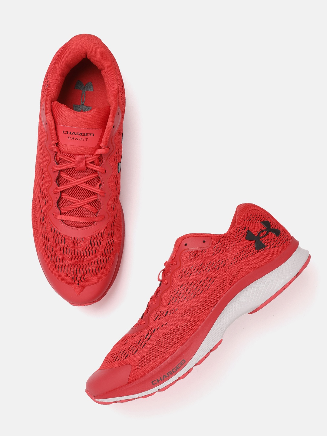 UNDER ARMOUR Men Red Woven Design Charged Bandit 6 Running Shoes