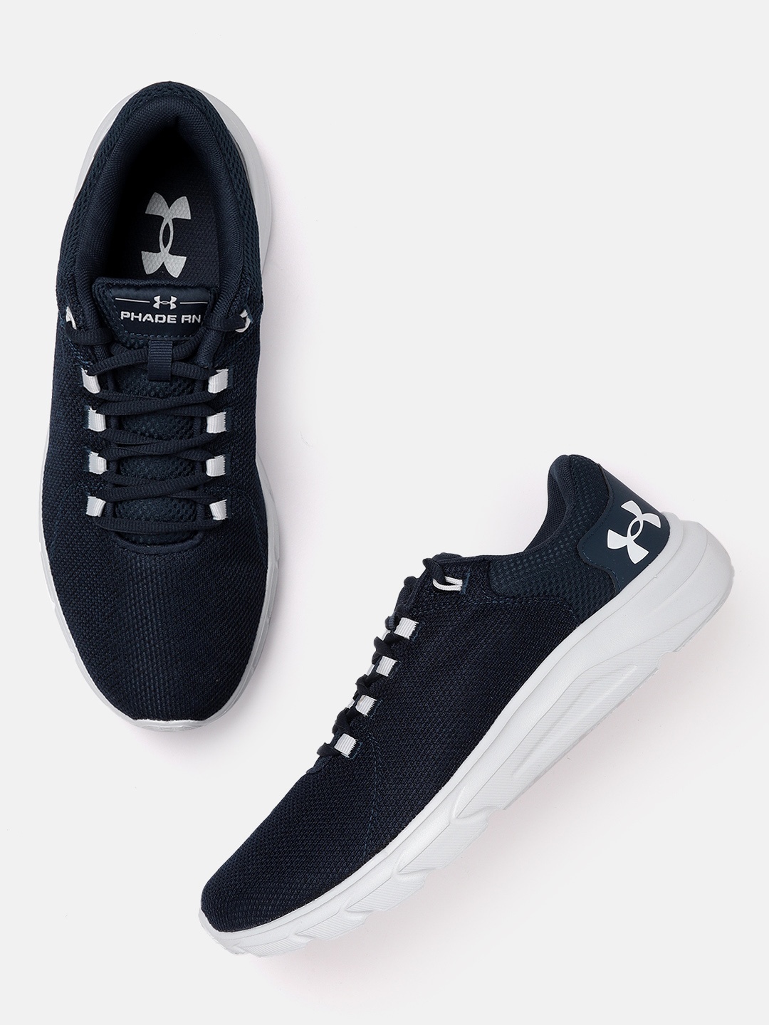 

UNDER ARMOUR Men Navy Blue Woven Design Phade Running Shoes