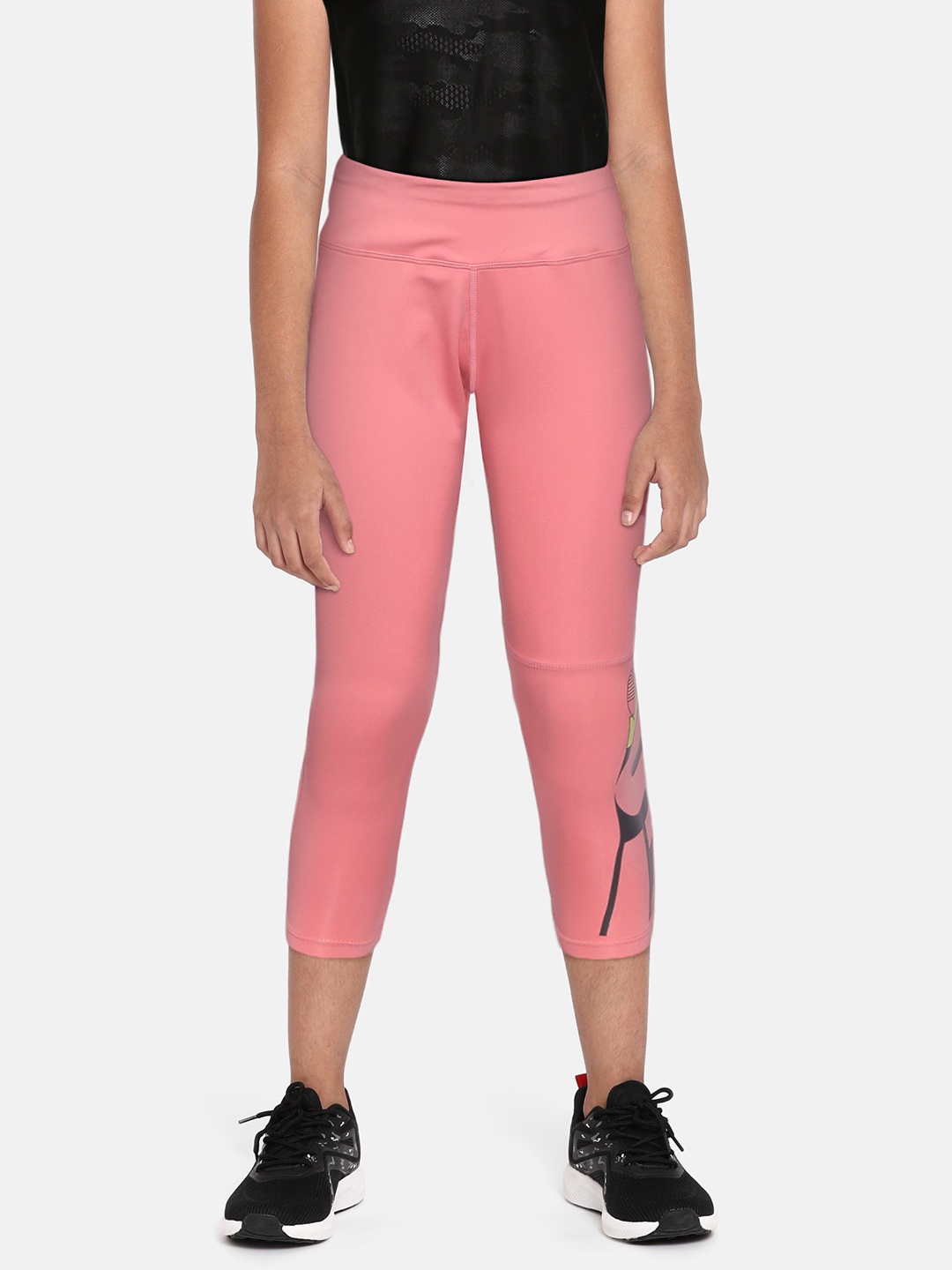 

HRX By Hrithik Roshan U-17 Active Girls Salmon Rose Rapid-Dry Solid Tights, Pink