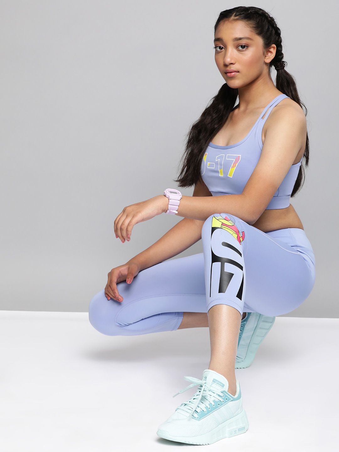 

HRX By Hrithik Roshan U-17 Active Girls Jacaranda Rapid-Dry Solid Tights, Lavender