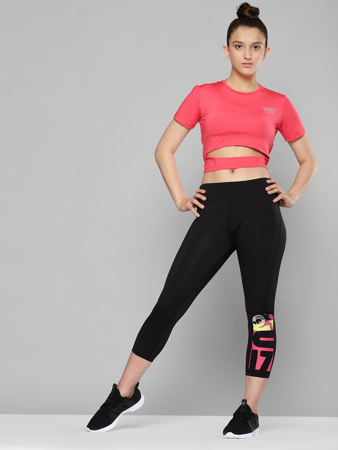 

HRX By Hrithik Roshan U-17 Active Girls Jet Black Rapid-Dry Solid Tights