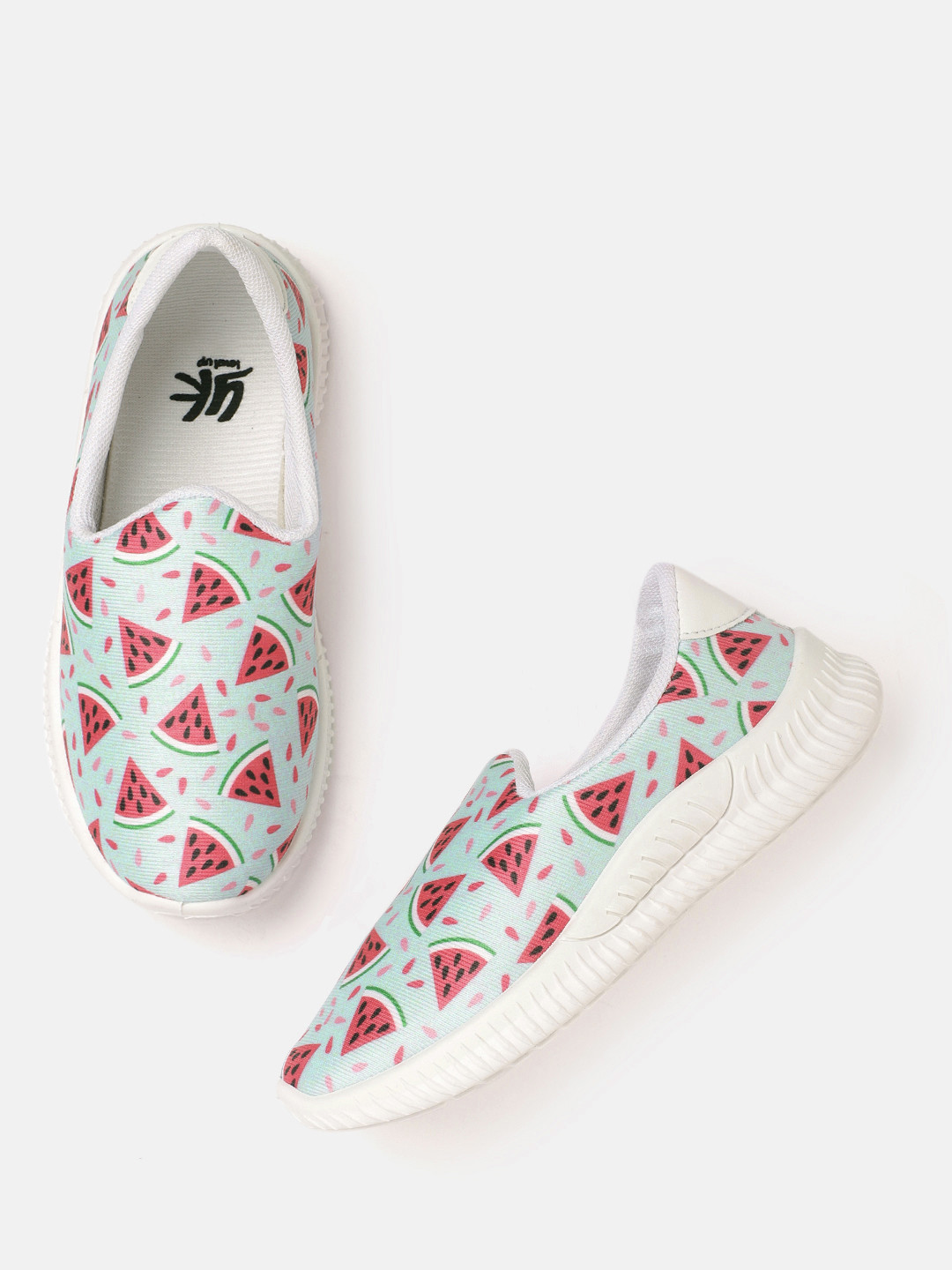 

YK Girls Powder Blue & Pink Watermelon Printed Slip-On Sneakers