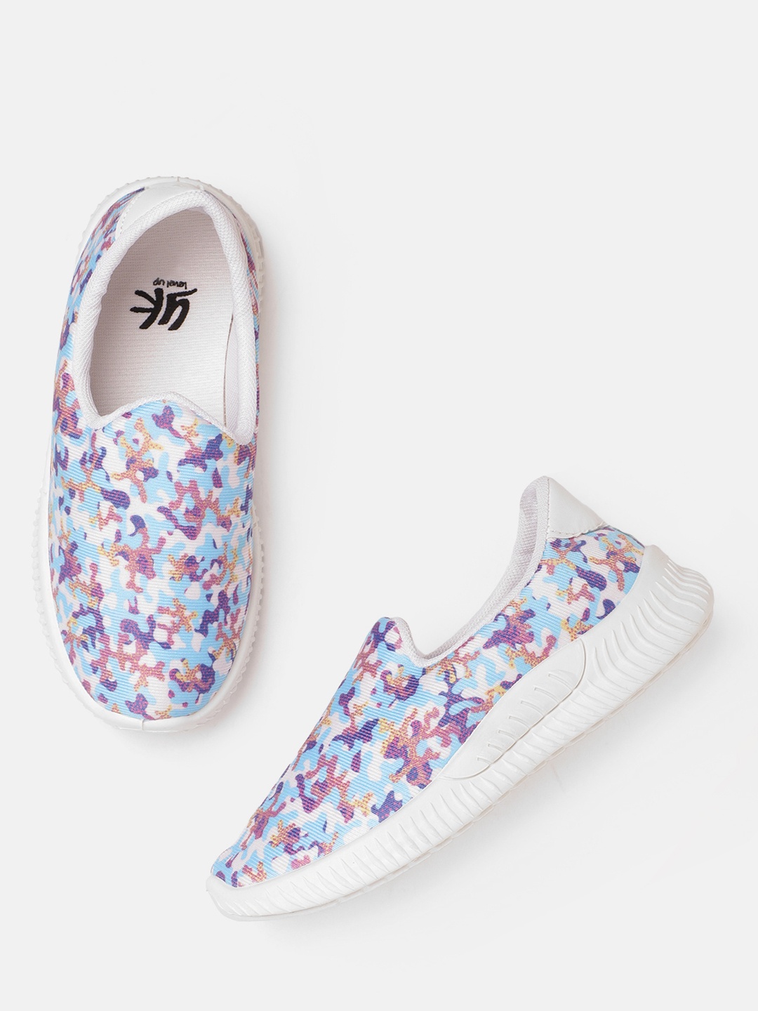 

YK Girls Blue & White Camouflage Printed Slip-On Sneakers