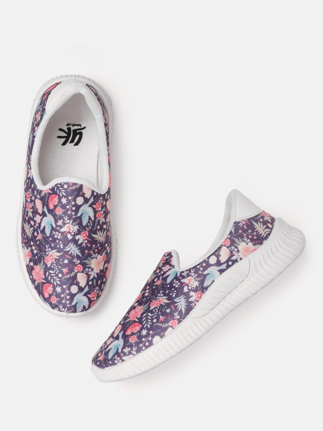 

YK Girls Purple & Pink Floral Printed Slip-On Sneakers