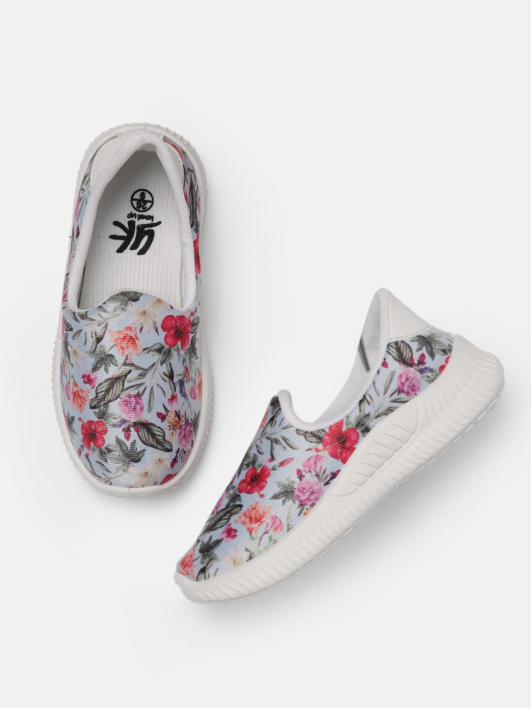 

YK Girls Blue & White Floral Printed Slip-On Sneakers