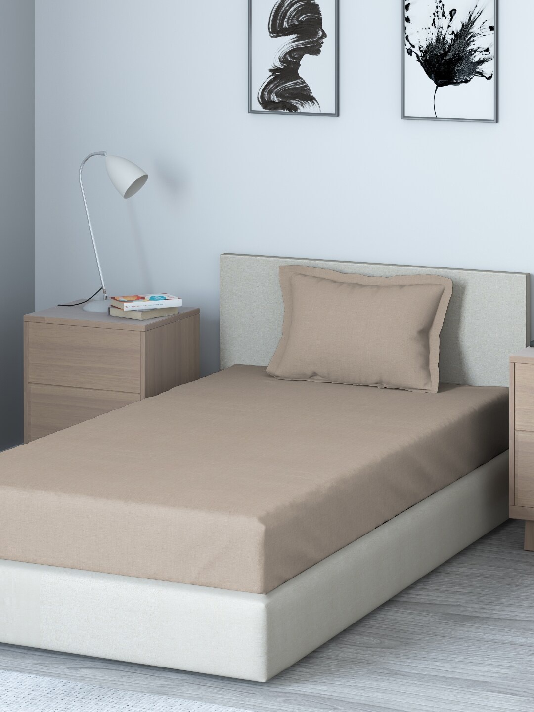 

DDecor Brown 150 TC Single Bedsheet with 1 Pillow Covers