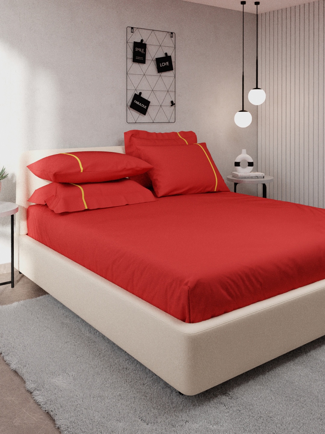 

Stoa Paris Red Solid 144 TC Cotton King Size Bedsheet with 4 Pillow Covers