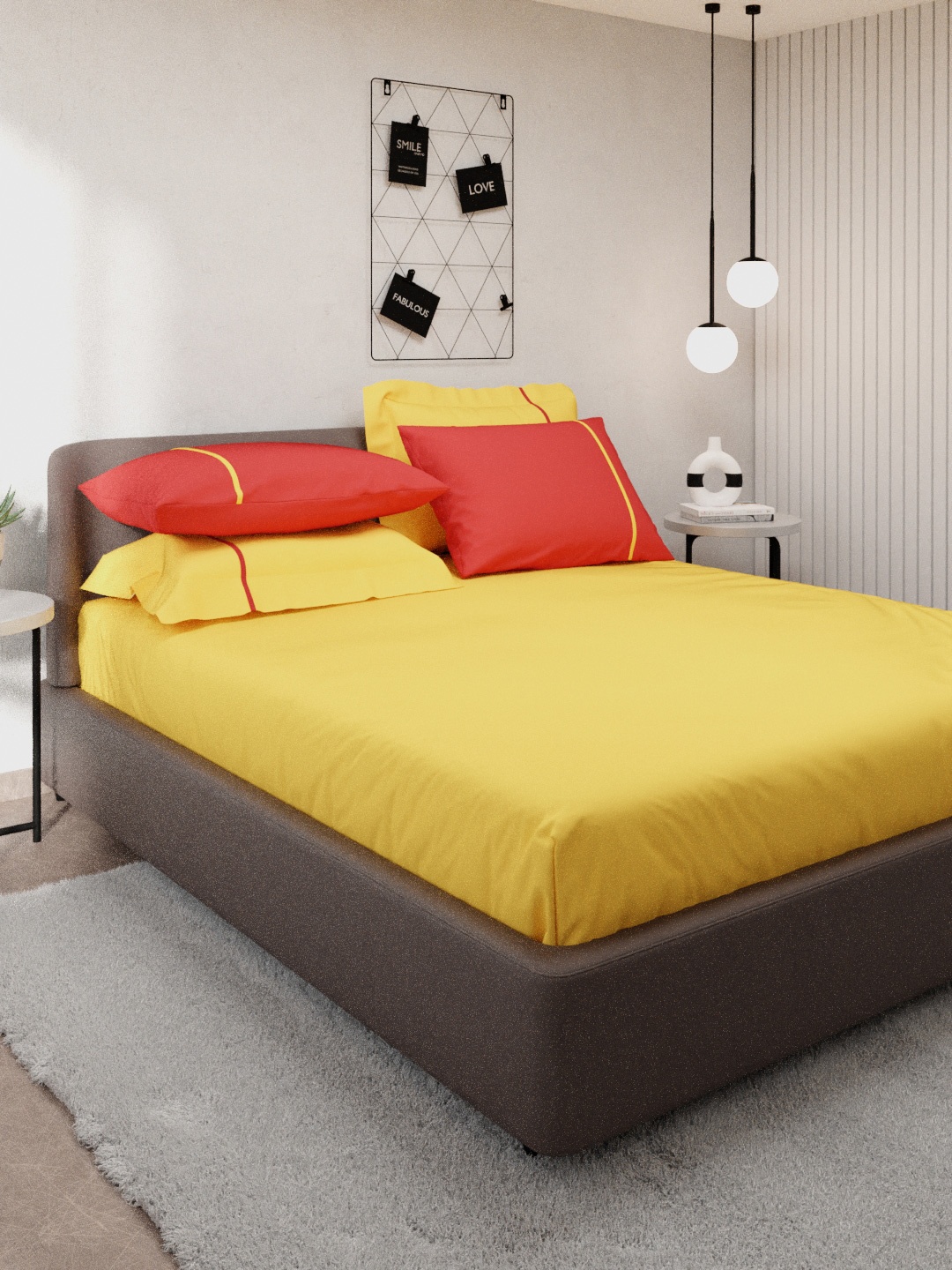 

Stoa Paris Orange & Red Solid 144 TC Cotton King Bedsheet with 4 Pillow Covers