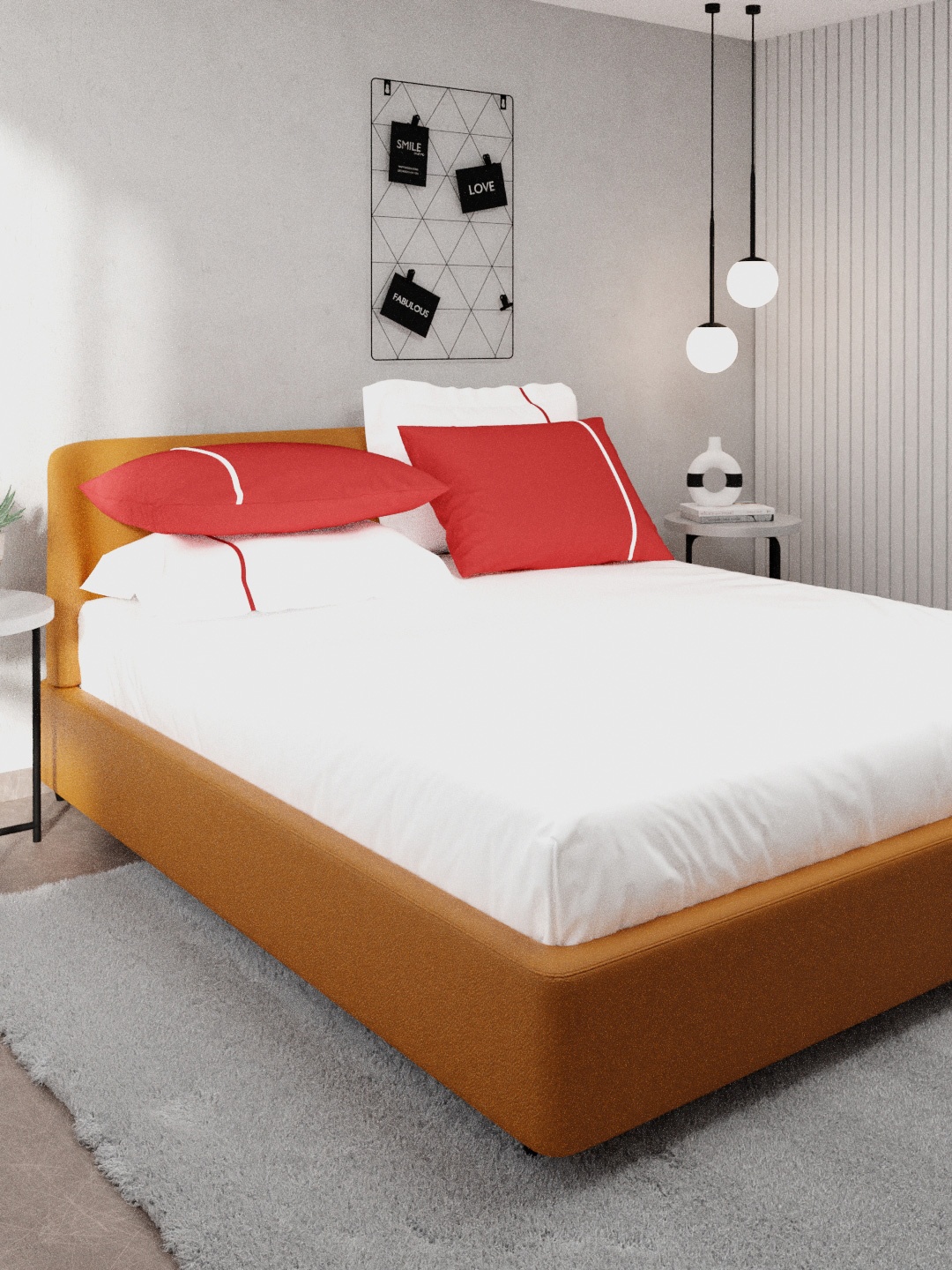 

Stoa Paris White & Red 144 TC King Bedsheet with 4 Pillow Covers