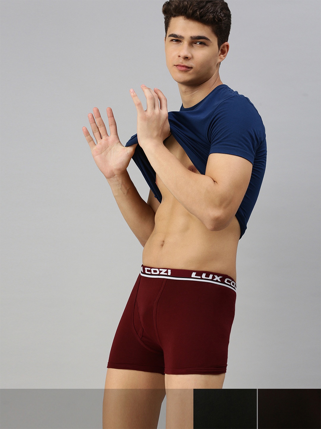 

Lux Cozi Men Pack Of 3 Assorted Pure Cotton Trunks-COZI_BIGSHOT_LONGS_3PC