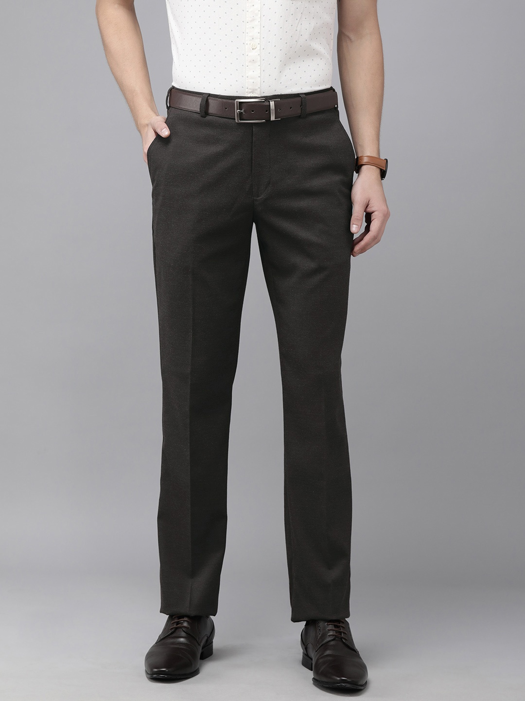 

Park Avenue Men Black Solid Smart Fit Formal Trousers