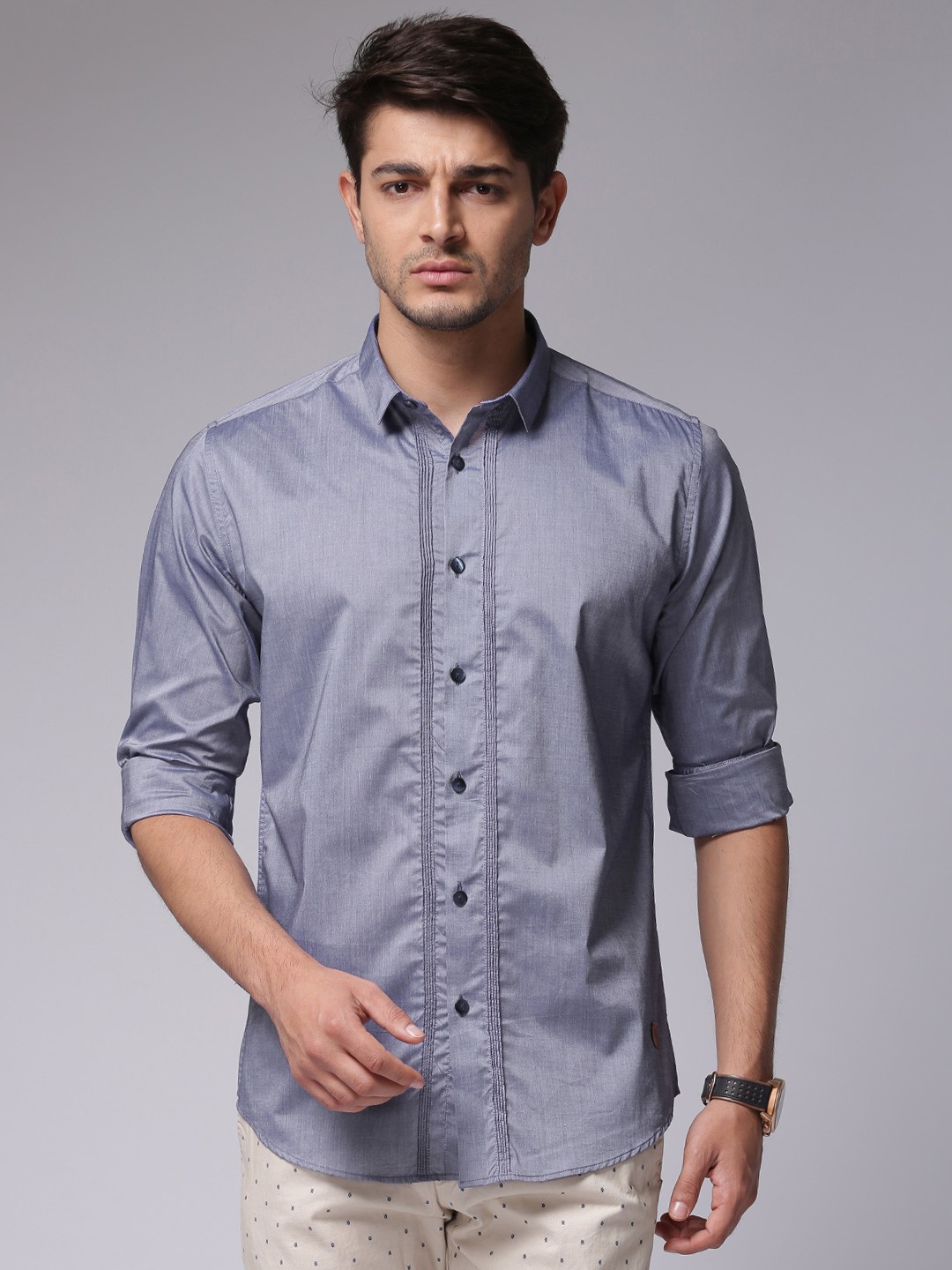 

True Blue Men Blue Regular Fit Solid Casual Shirt